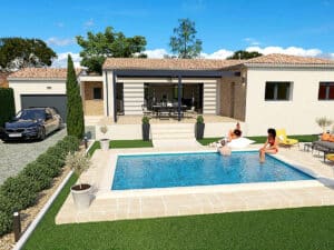 Maison-Montfrin-91m2-3ch-sur un terrain de 450m2
